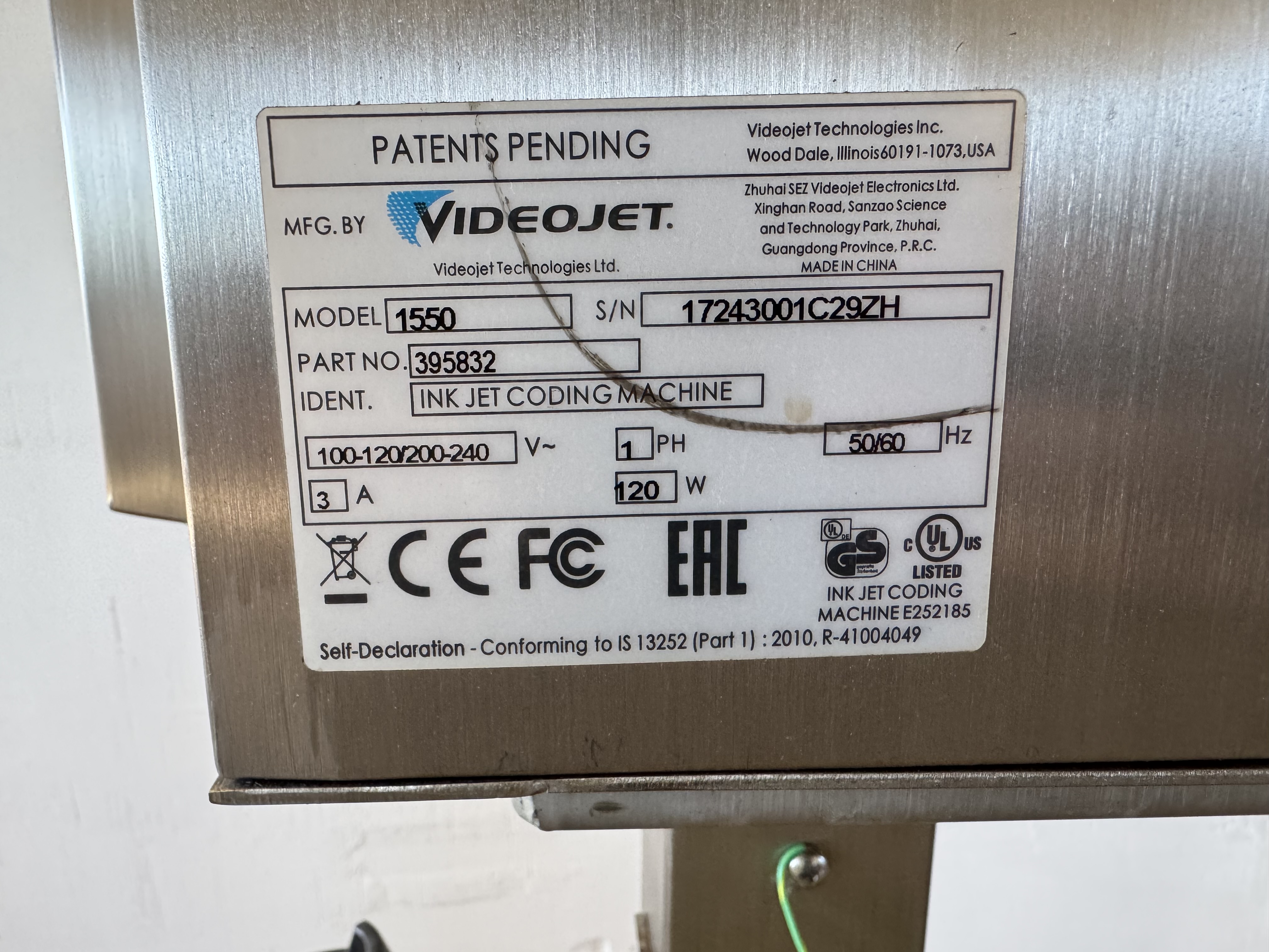 Used Bläckstråleskrivare Videojet 1550 #2863