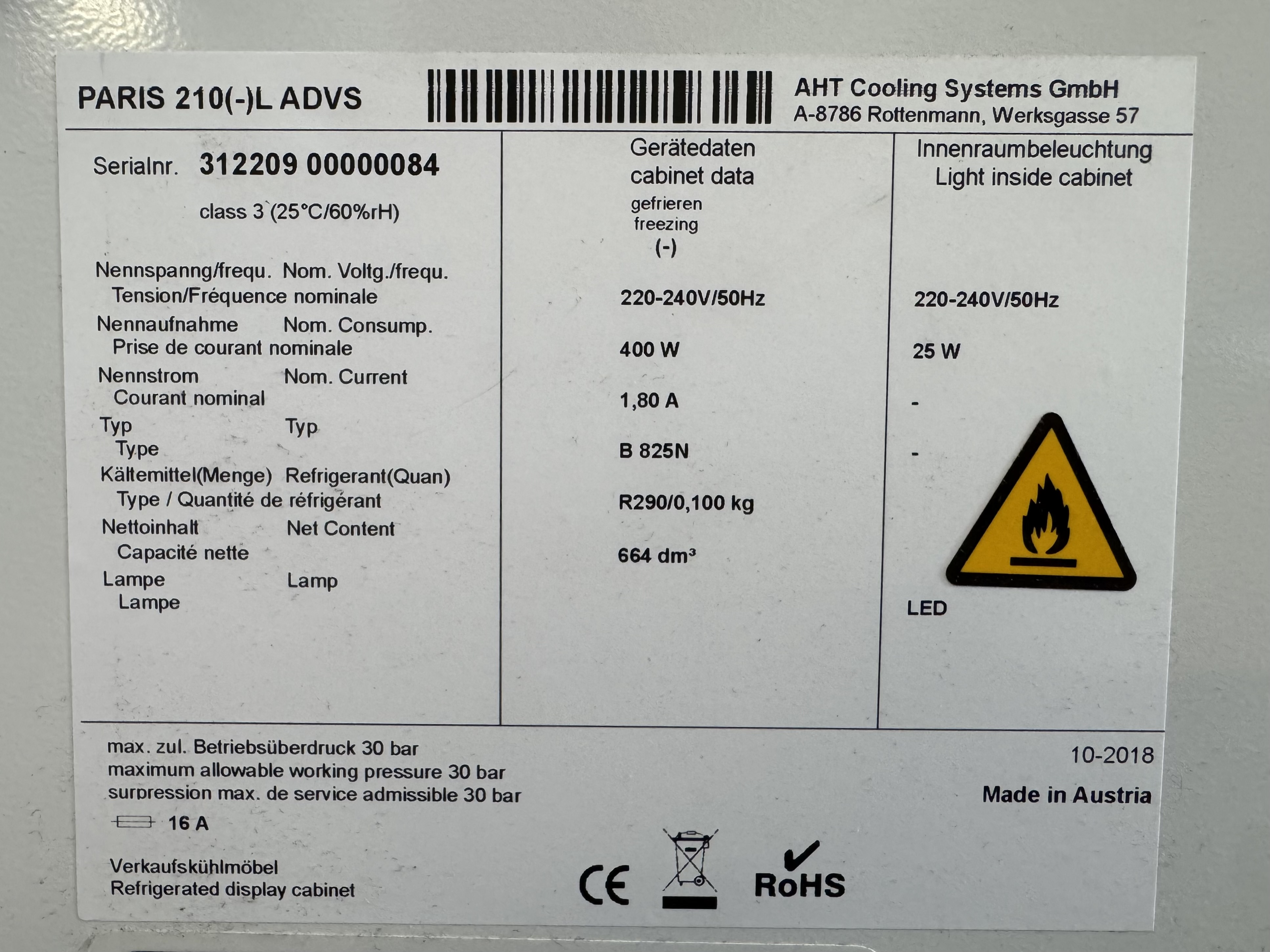 Used Frys AHT Paris 210 #2397