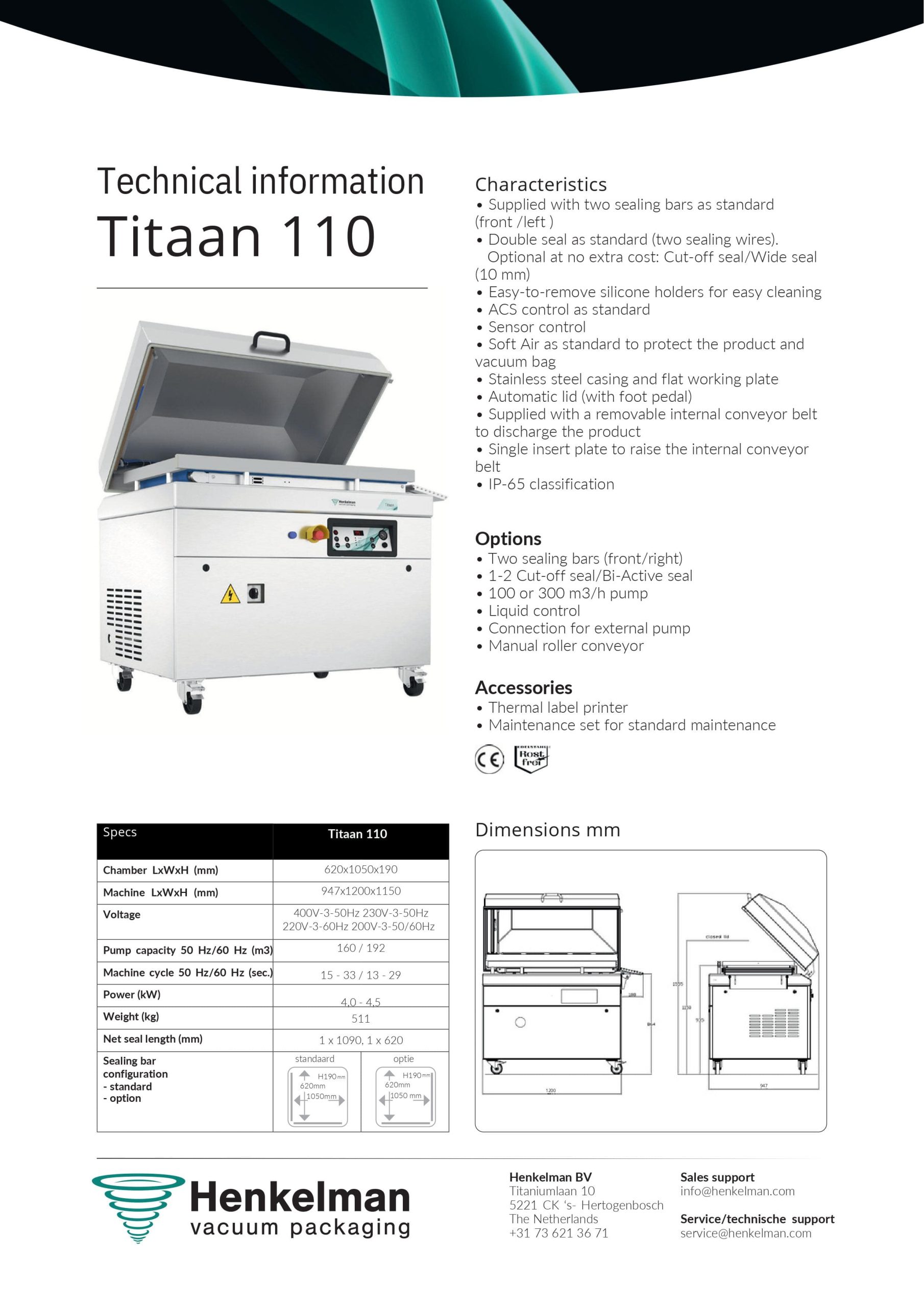 Vakuummaskin Henkelman Titaan 110