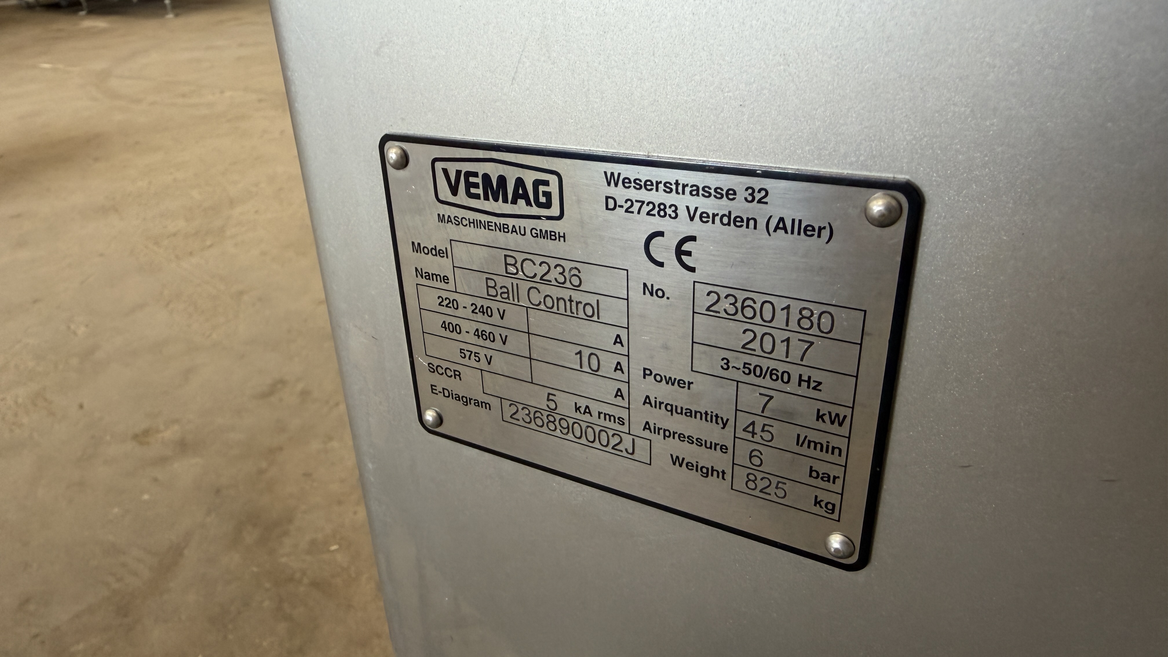 Used Vemag HP20E -2017 and Vemag BC236 -2017 (1800 hours)