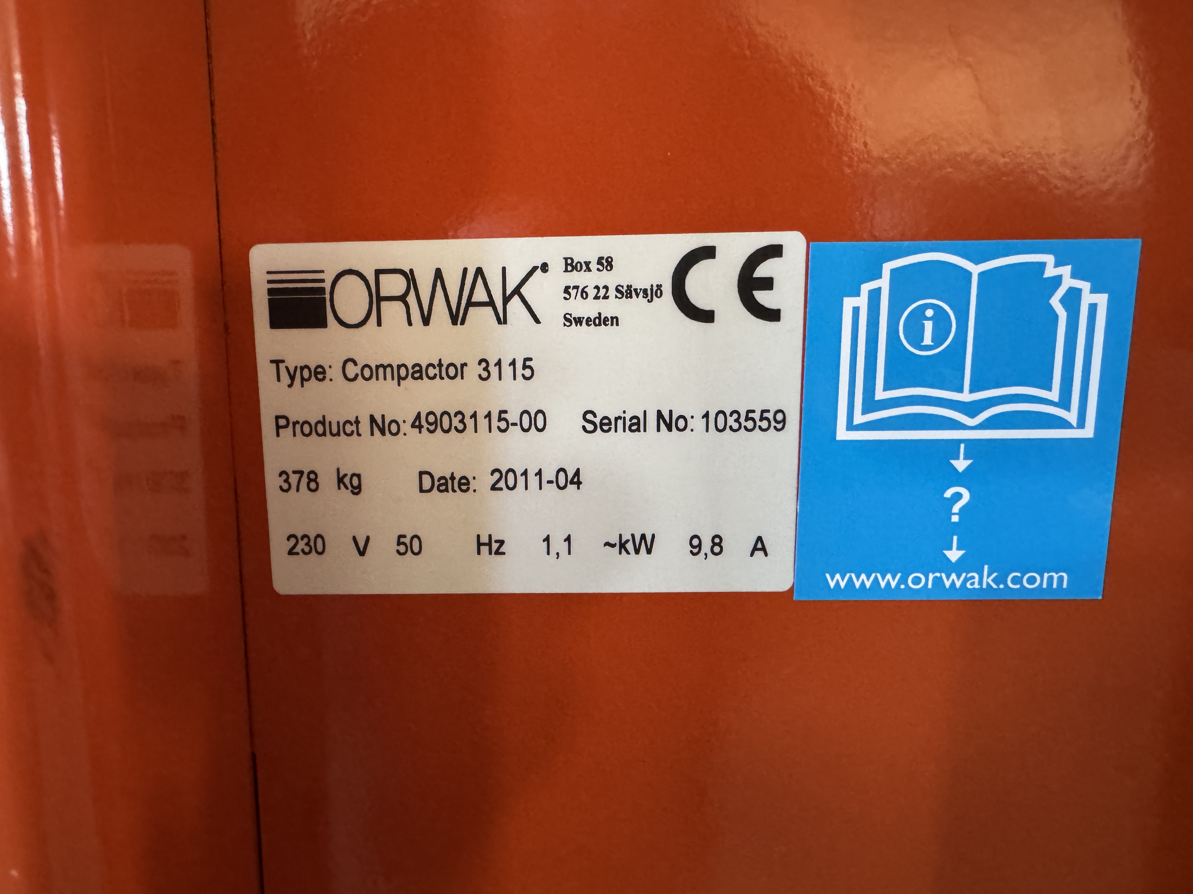 Used Press för papp/well Orwak Compactor 3115 #2872