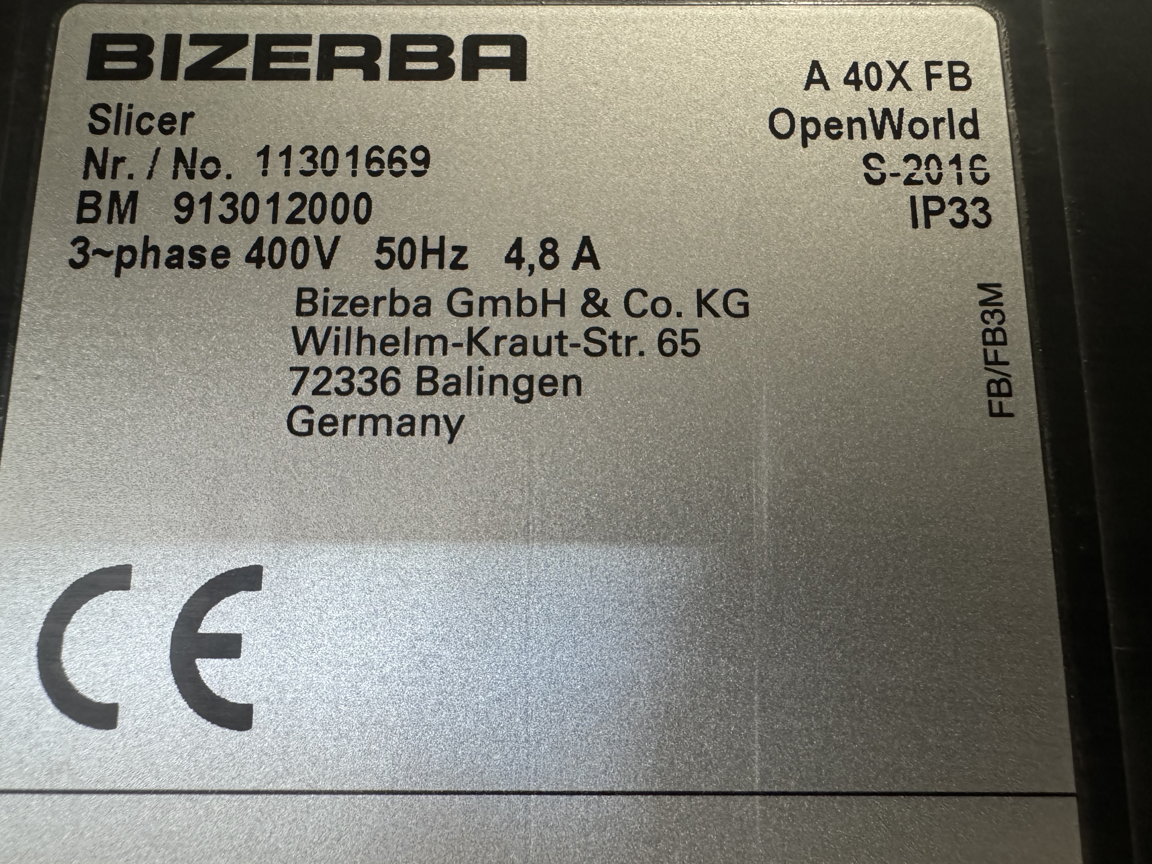 Used Skärmaskin BIZERBA A400 #2968