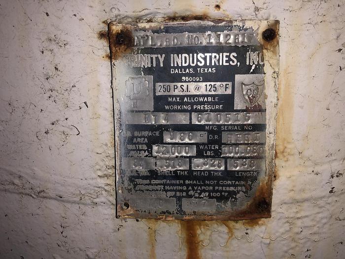 Used TRINITY INDUSTRIES HORIZONTAL 12,000 GALLON AMMONIA TANK