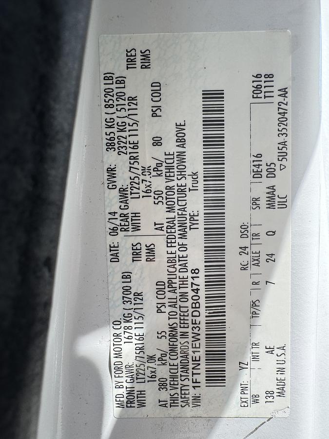 Used 2014 FORD ECONOLINE VAN E-150