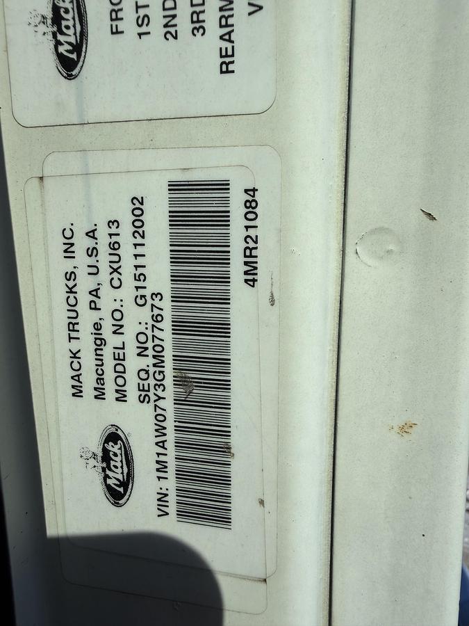Used 2016 MACK CXU 613
