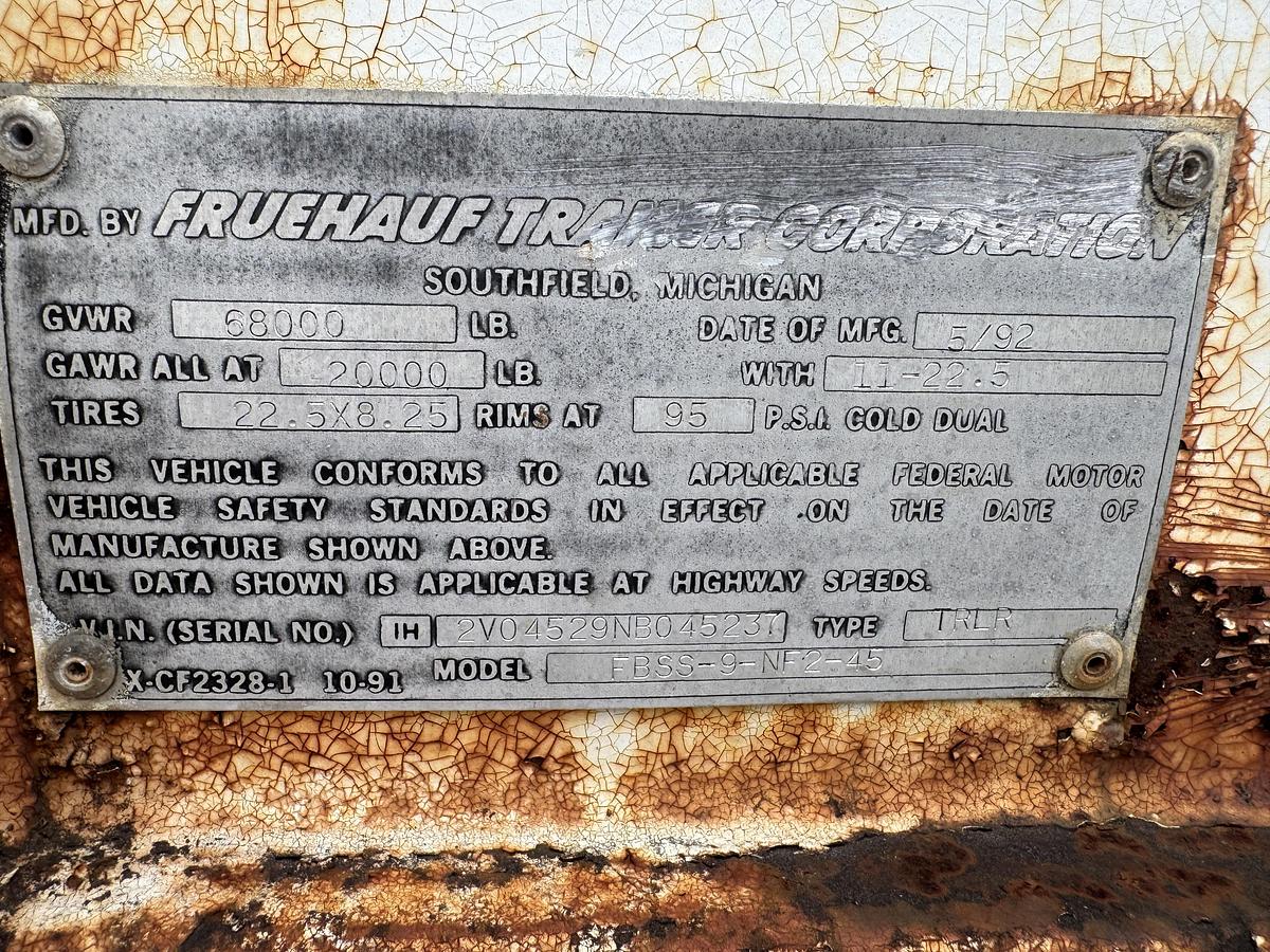 Used 1992 FRUEHAUF DRY VAN TRAILER