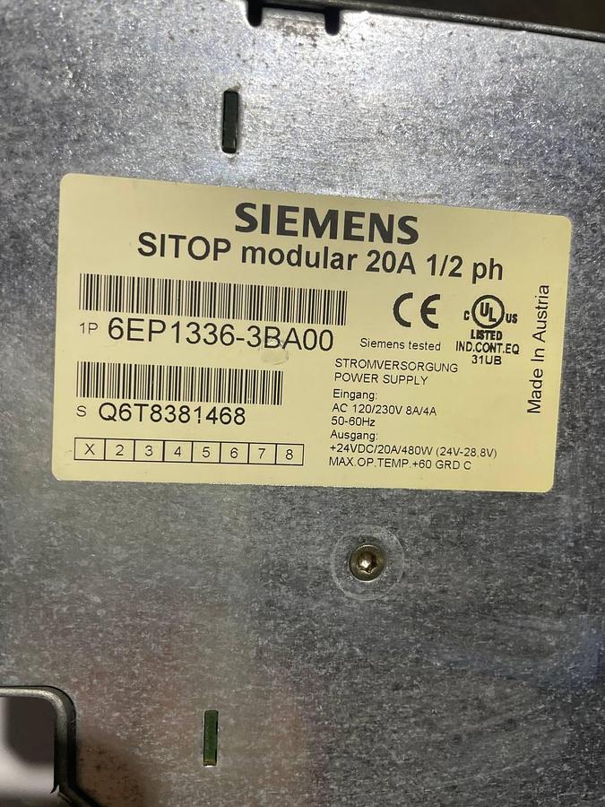 Used SIEMENS 6EP1336-3BA00 Siemens power supplies DC 24V/20A