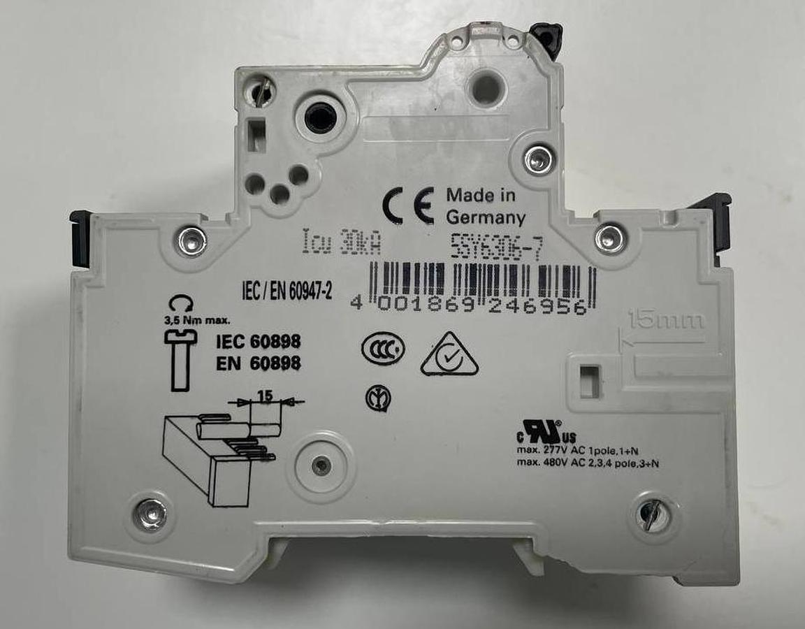 Used SIEMENS TeSys 5SY6306-7 Circuit Breaker (5SY6 Series)