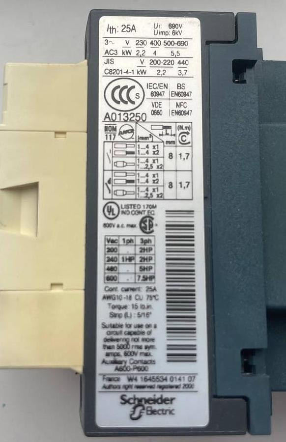 Used Telemecanique TeSys D LC1 D09 Contactor (230V AC)