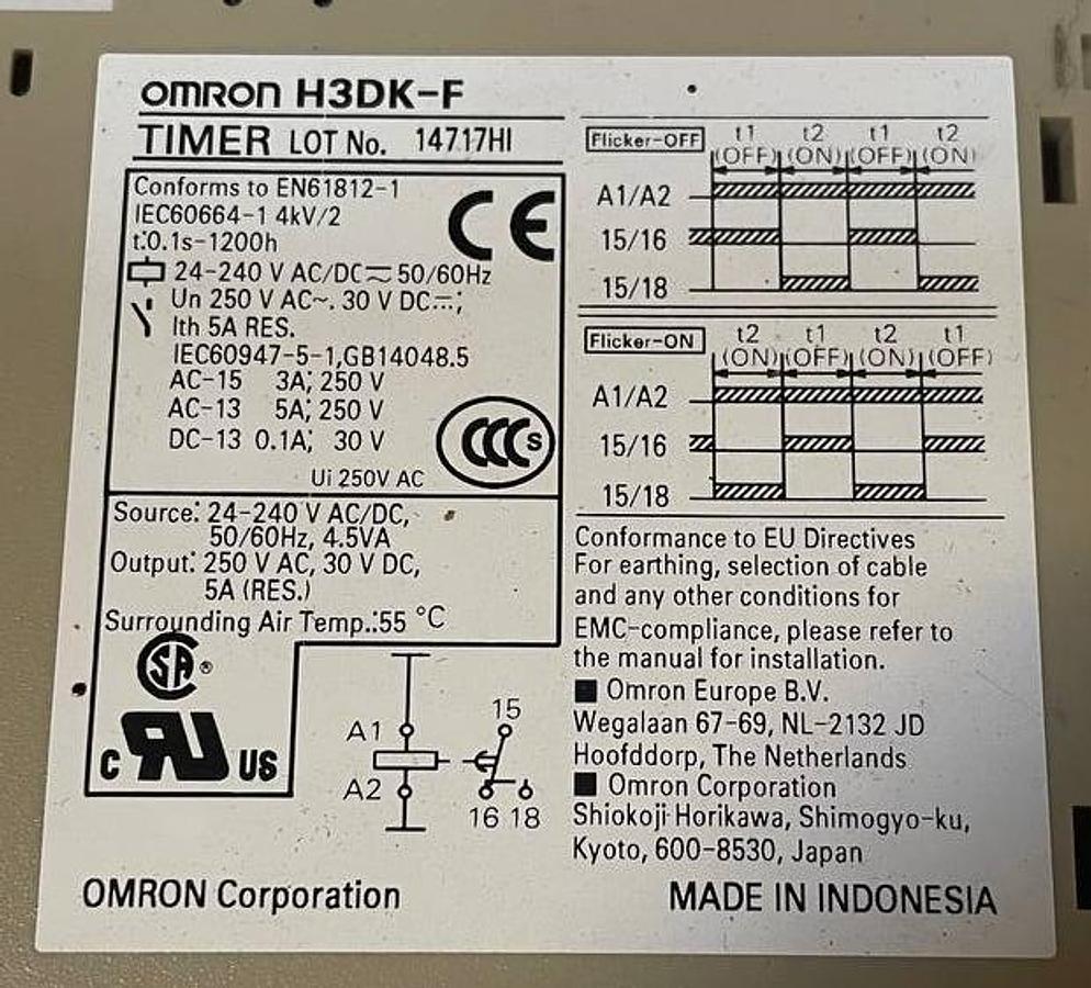 Used OMRON  H3DK-F Cyclic Time Relay