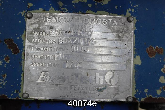 Used Wemco-Hidrostal E5K-H-EW Non Clog Pump #40074