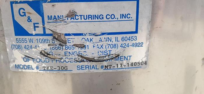 Used Tank, 30 Gallon, S/st, 18" X 29", FT/DB, G&F #C744055