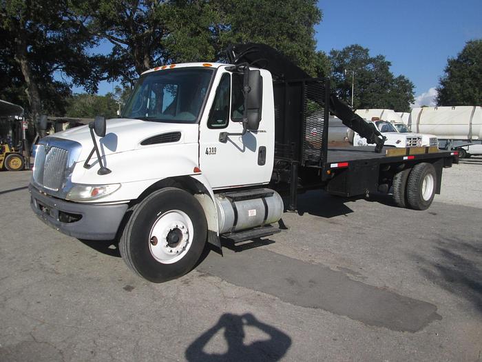 Used 2008 International 4300 Flatbed Crane Truck