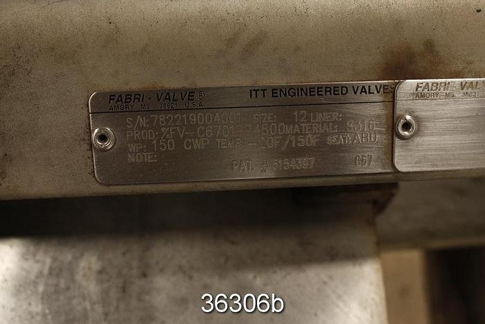 Used Fabri 12" Hand Operated Knife Gate Valve #36306