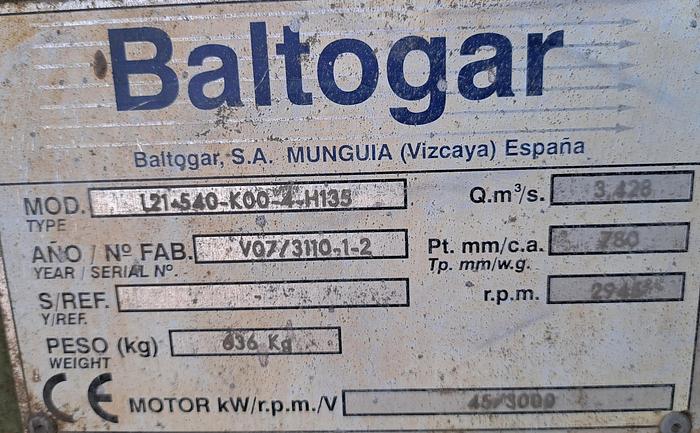 Usado Ventilador BALTOGAR de 45 Kw