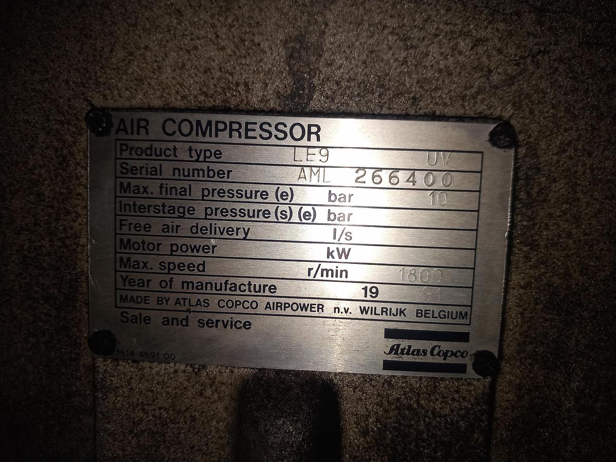 Used Compressor Atlas Copco LE 9 de 7,5 Kw