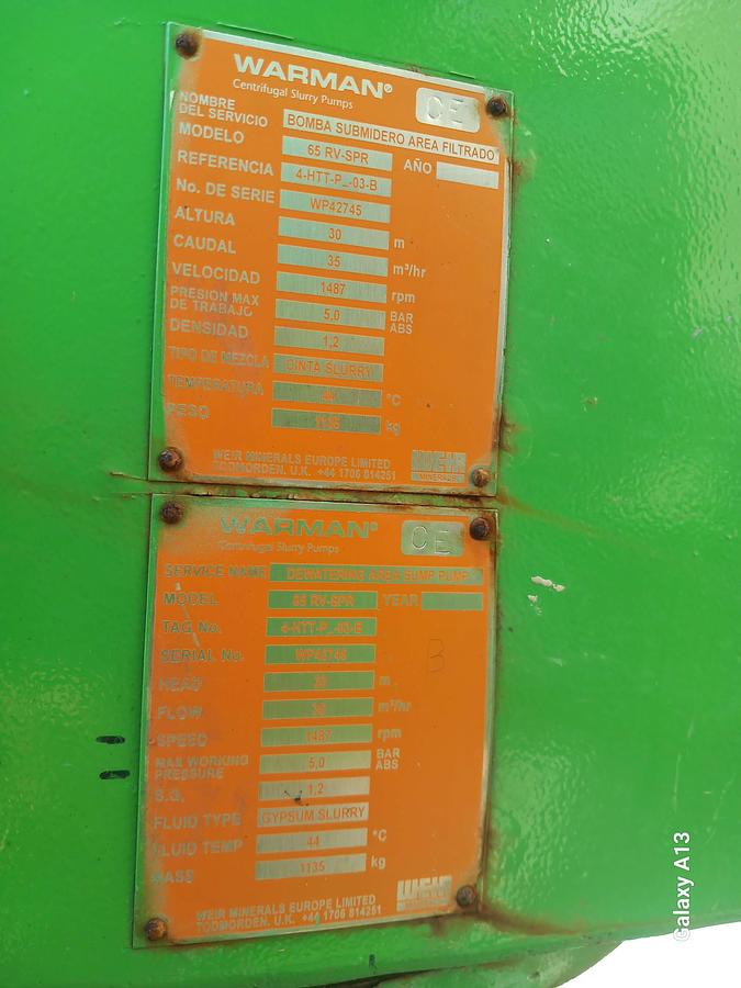 Used Bomba submercivel Warman Pump 65RV-SPR