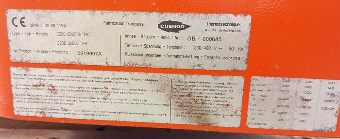 Used Queimador a gás CUENOD 12000kw