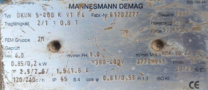 Used Guincho elétrico DEMAG de 800kg