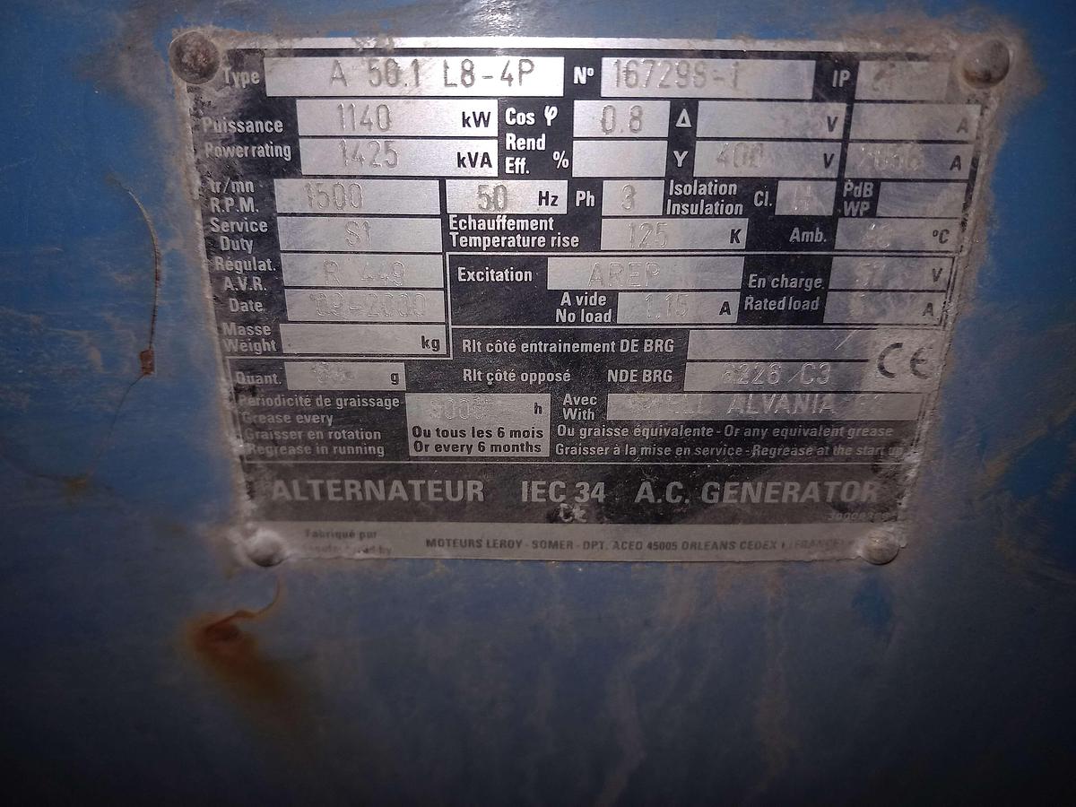 Used Gerador a diesel MTU/DDC de 1450kva