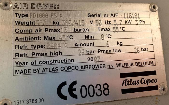 Usado Secador de ar Atlas Copco FD1000