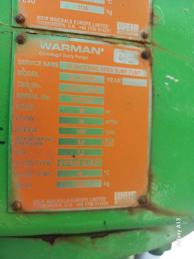 Used Bomba submercivel Warman Pump 65RV-SPR