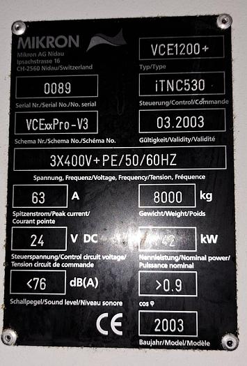 Usado MIKRON VCE 1200 Pro