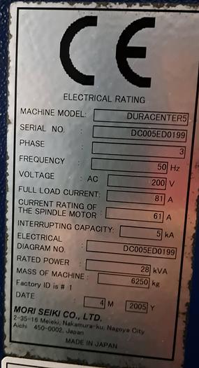Used MORI SEIKI Duracenter 5