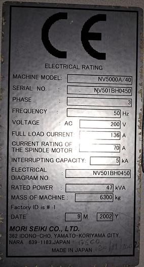 Usado MORI SEIKI MV 5000