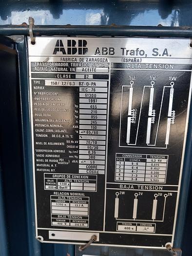 Usado Transformador ABB de 150 Kva
