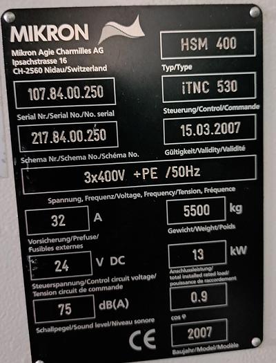 Used Agie Charmilles Mikron HSM 400