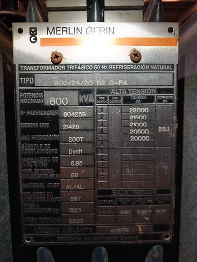 Usado Transformador MERLIN GERIN 800 Kva