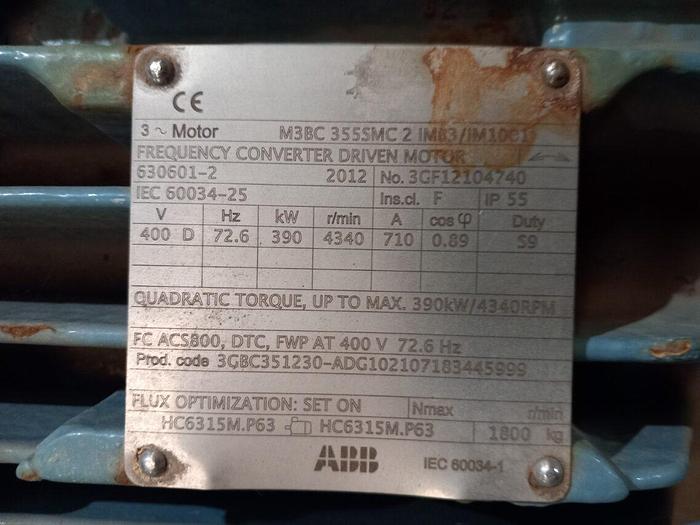 Used ABB Motors 390 kW M3 BC 3555 MC2