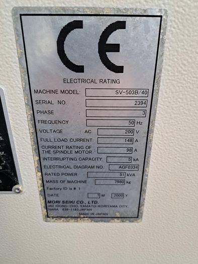 Used Centro de maquinação MORI SEIKI SV-503B/40