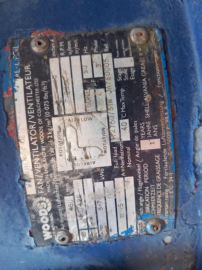 Used Ventilador Woods 5,7 Kw