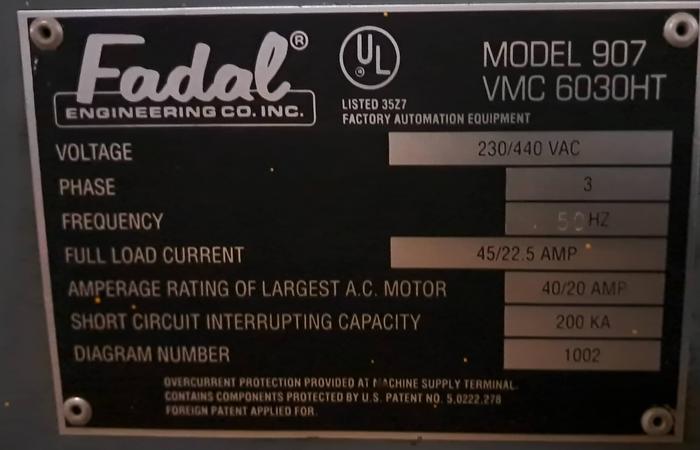 Used Centro de maquinação vertical Fadal 907-1 VMC 6030 CNC