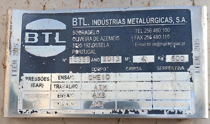 Used Depósito inox BTL