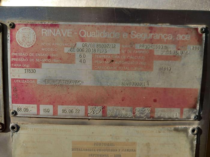 Used Depósitos inox Metalurgica Progresso