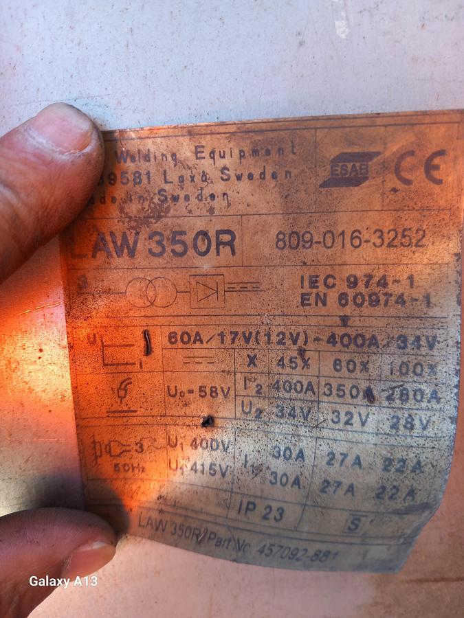 Used Máquina de soldar ABB Law 350R