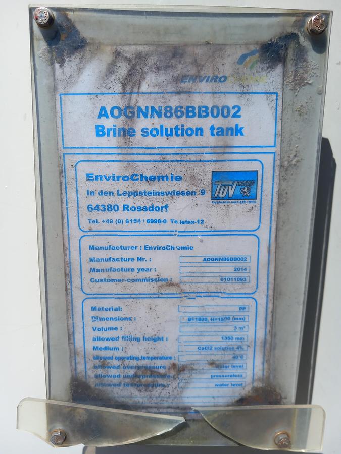Used Deposito de plástico Envirochemie 3000 litros