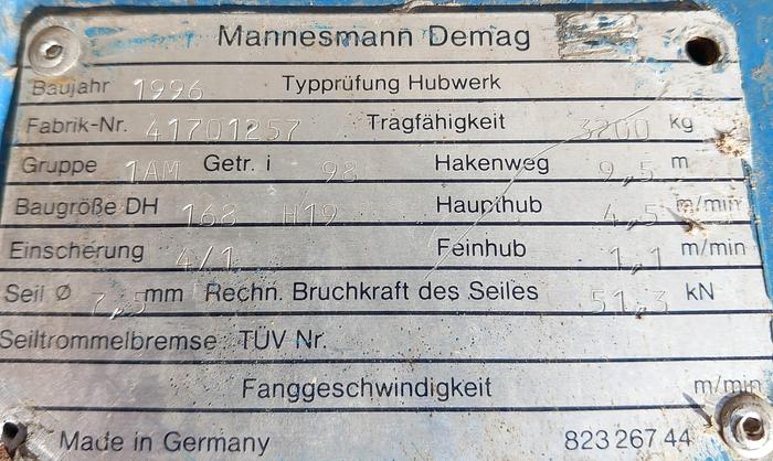 Used Guincho DEMAG de 3,2 ton