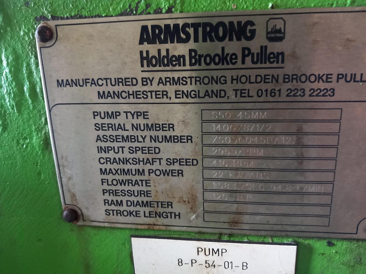 Used Unidade de bombagem de alta pressão de pistões Armstrong Holden Brooke Pullen