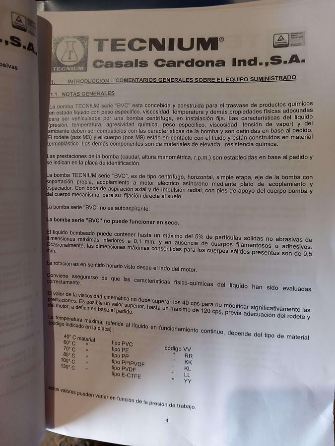Used Pump Tecnium BVCVV 25.920