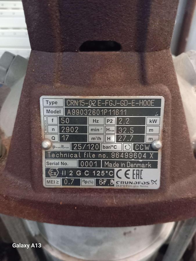 Used Motor con bomba GRUNDFOS CRN 15 02E FGJ GD E HQ