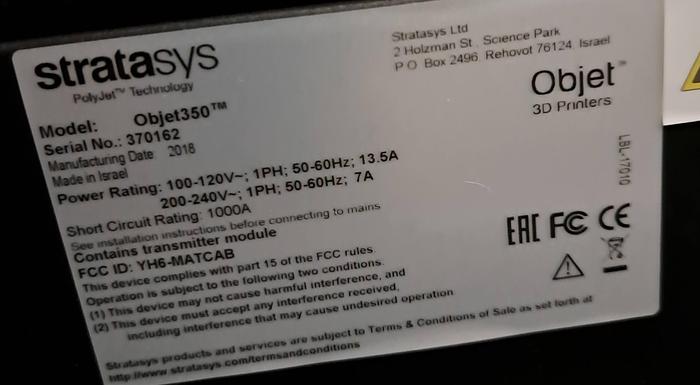 Used Impressora 3D STRATASYS OBJECT 350 CONNEX 3