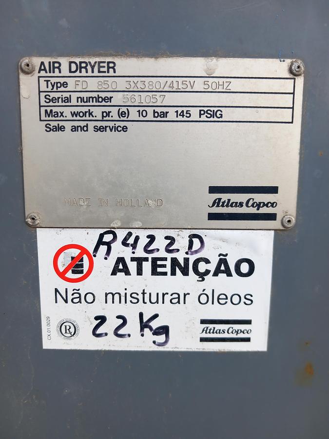 Used Secador de ar Atlas Copco FD850