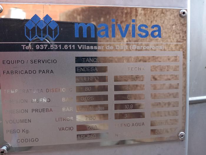 Used Reservatório de inox de 7000 litros