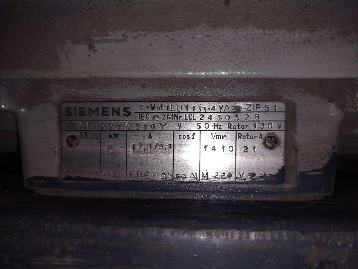 Used Motor elétrico Siemens 1LU1133-4YA26-ZIP 54