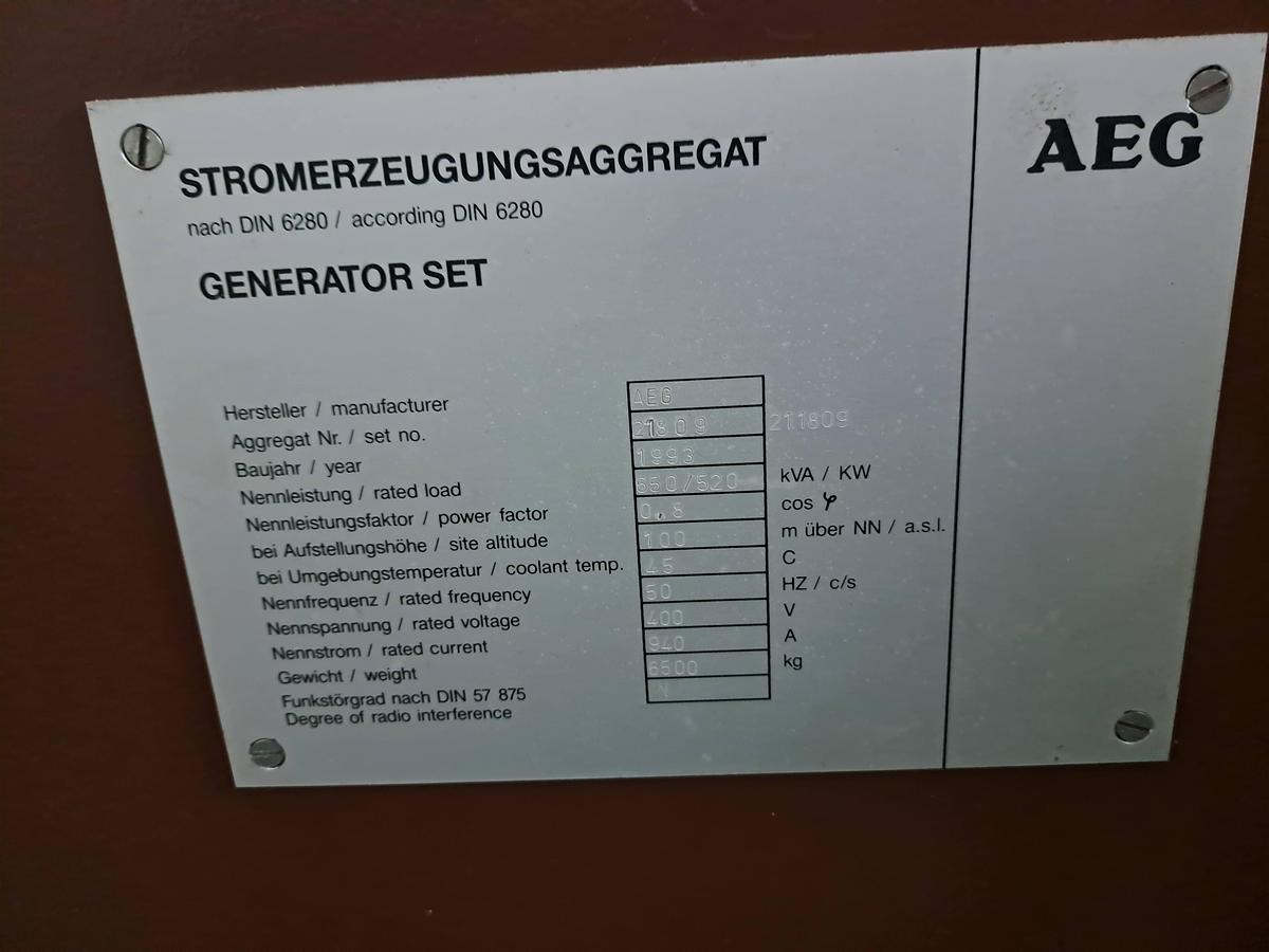 Used Gerador a diesel AEG de 650kva