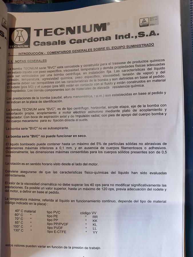 Used Pump Tecnium BVCKK 5.12 V